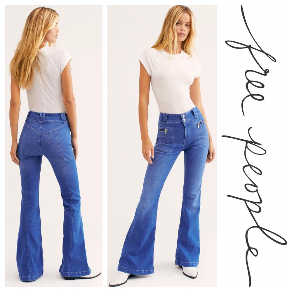 Free People Layla Flare Jeans Electric Blue 27